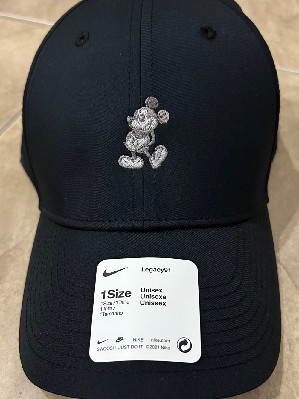 Mickey Mouse Nike Legacy 91 Dri-Fit Black Adjustable Hat Cap NEW w/ Tag